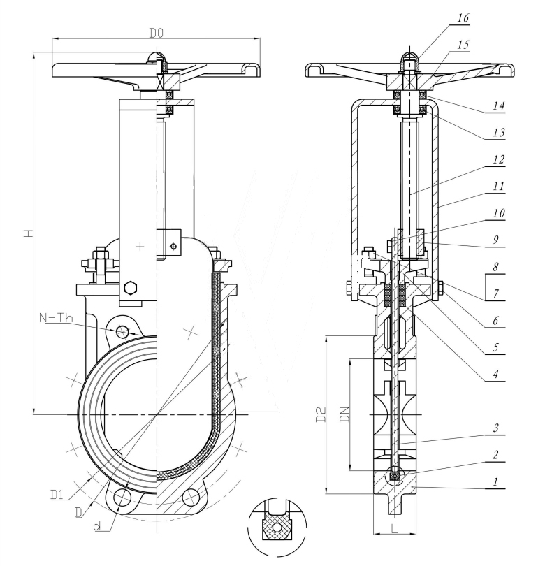 150LB Wafer Knife Gate Valve